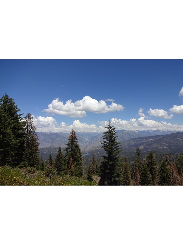 A view of a vast mountain landscape.