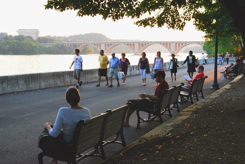 Georgetown Waterfront Park, stretching along the banks of the Potomac River
