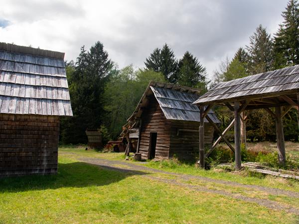 Dilapidated wooden buildings