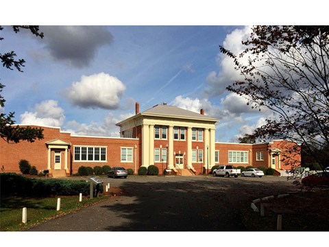 a front view of Plains High School Visitor Center and Museum