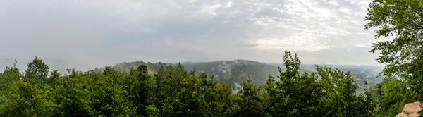 Got Rock overlook on a cloudy day. Mist is flowing from the mountains.