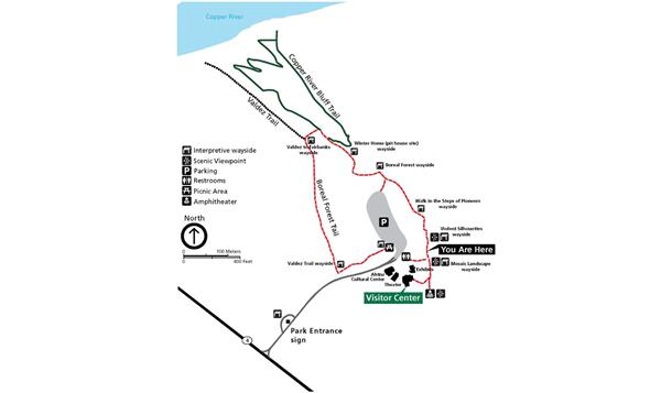 Map of the Interpretive waysides along the Boreal Forest Trail