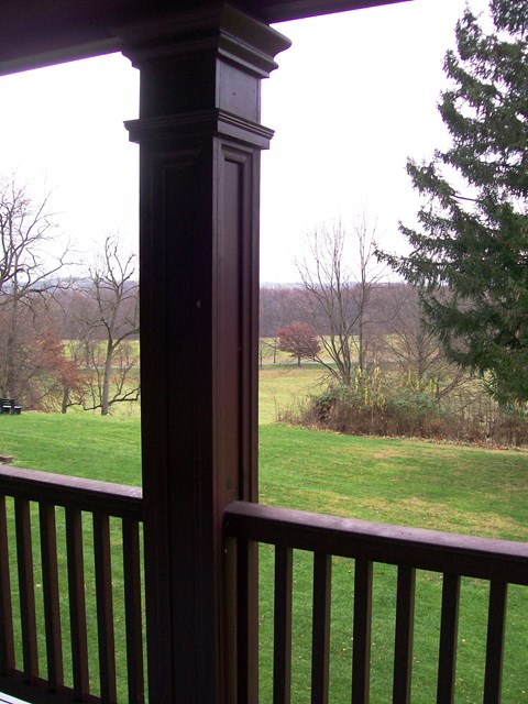View of mountains from a balcony