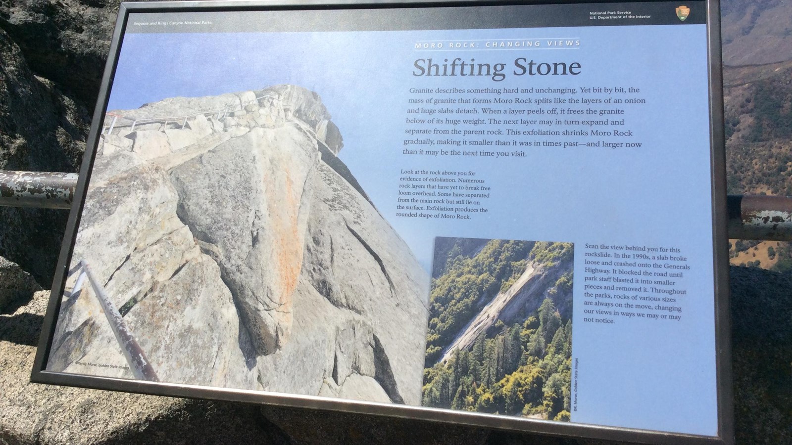 An outdoor exhibit on Moro Rock Trail