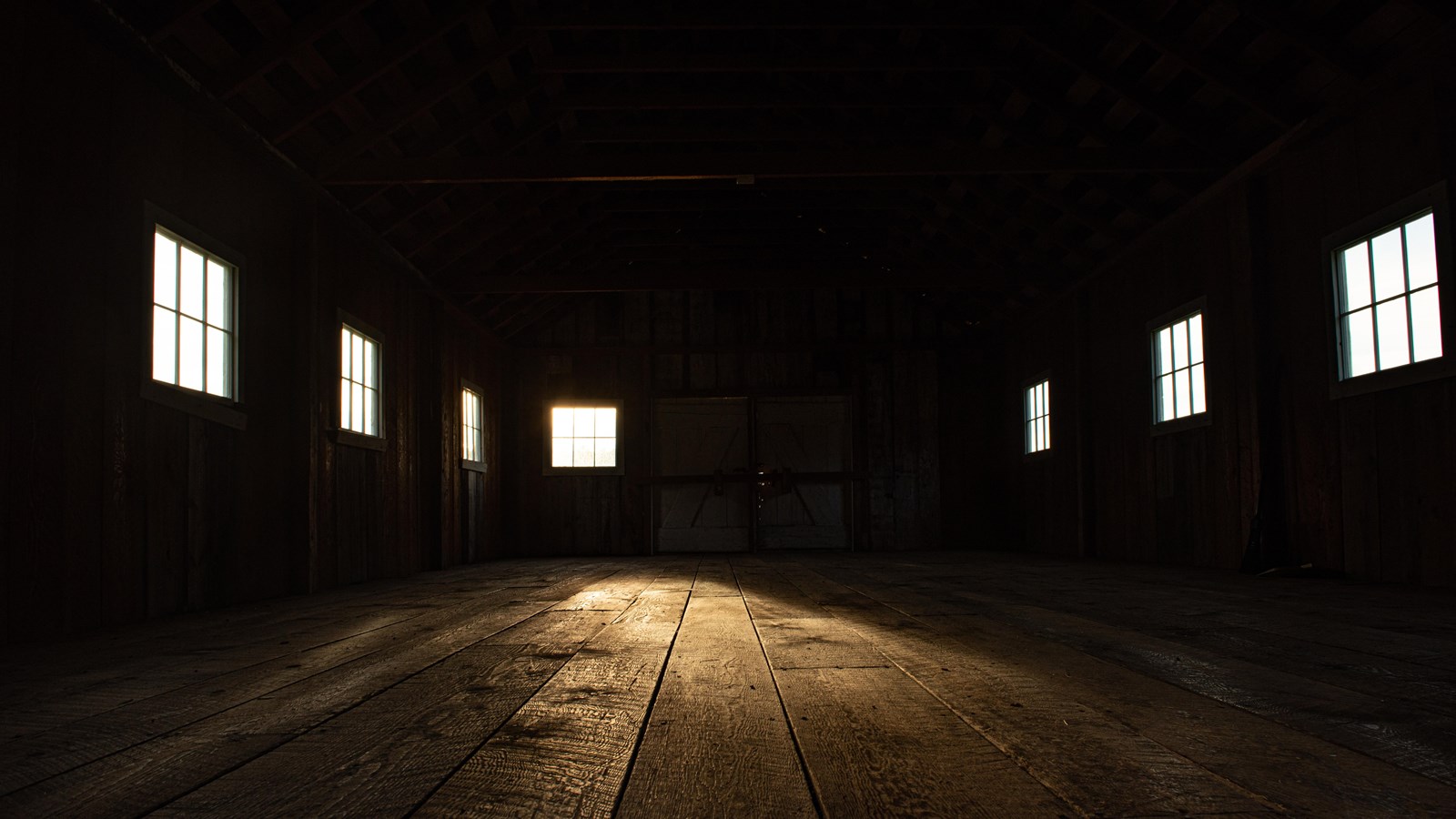 Photo of the interior of a dark building