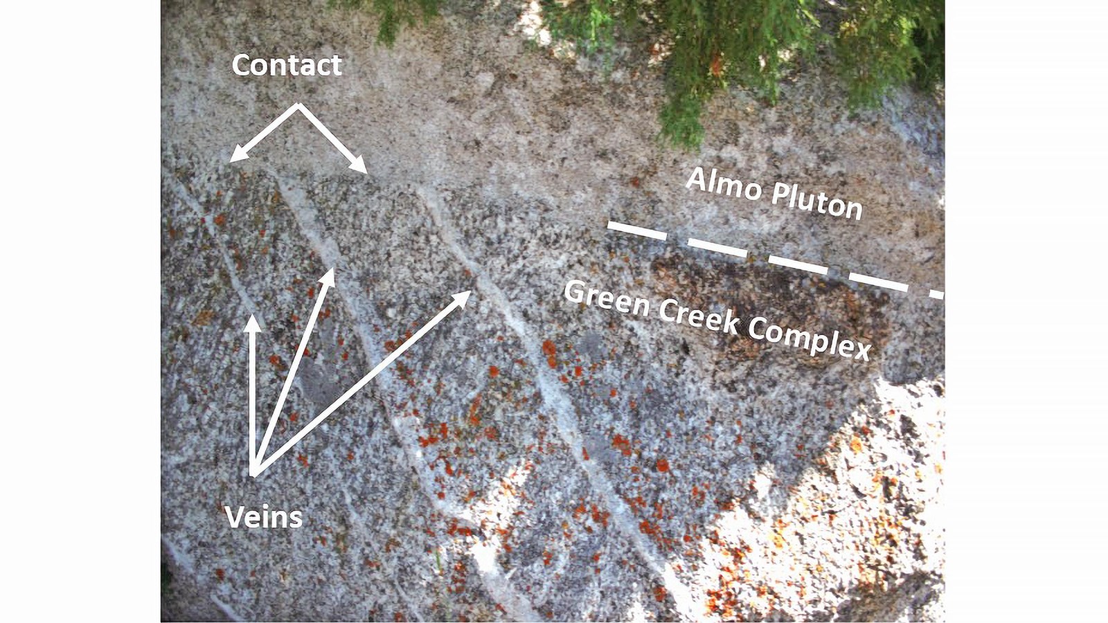 Granite slab showing examples of