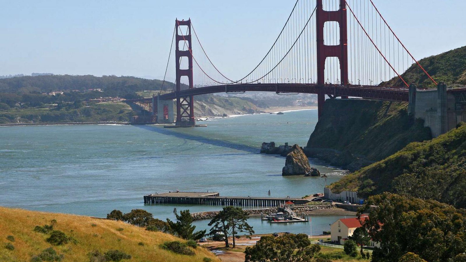 View from Fort Baker looking towards the Golden Gate Bridge. 