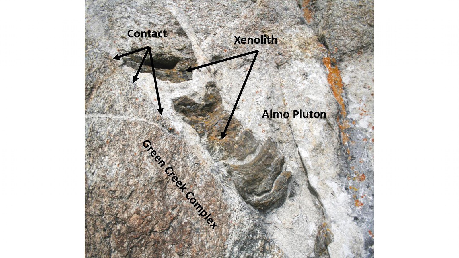 Granite slab showing examples of 