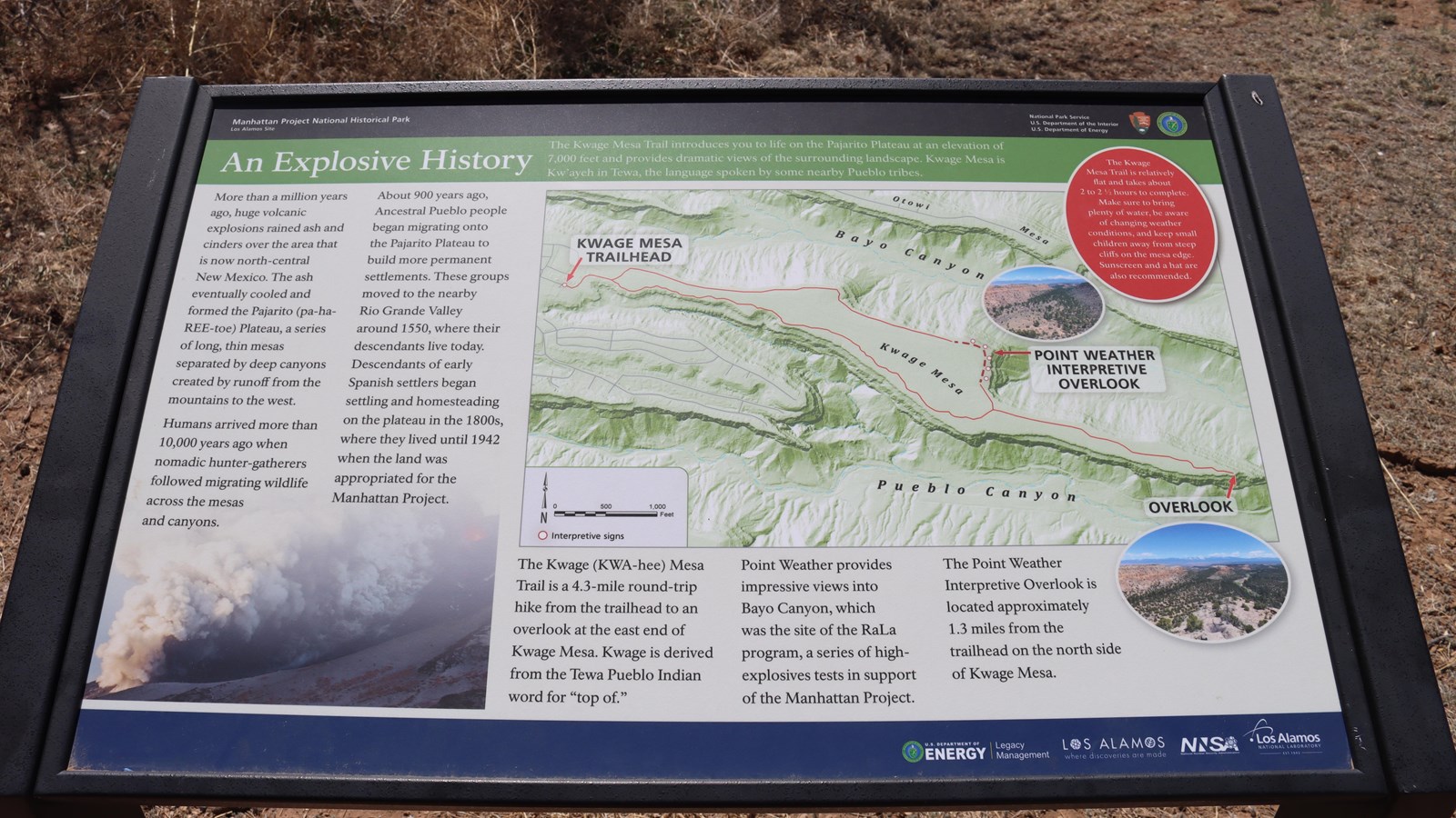 A wayside panel with the title “An Explosive History.”