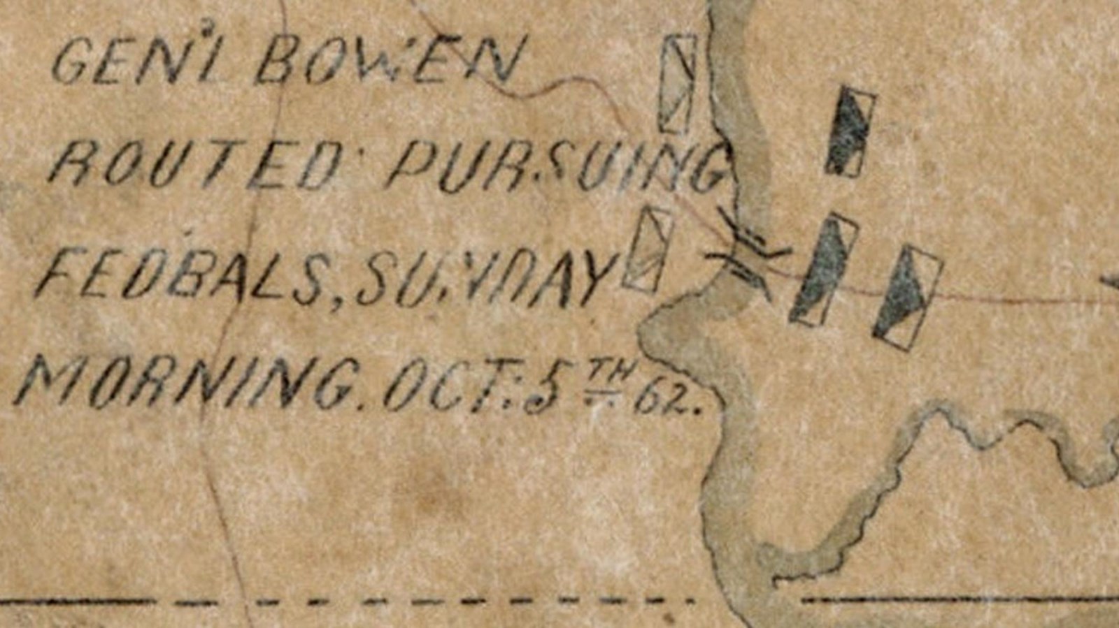 Period map showing army positions at Young\'s Bridge.