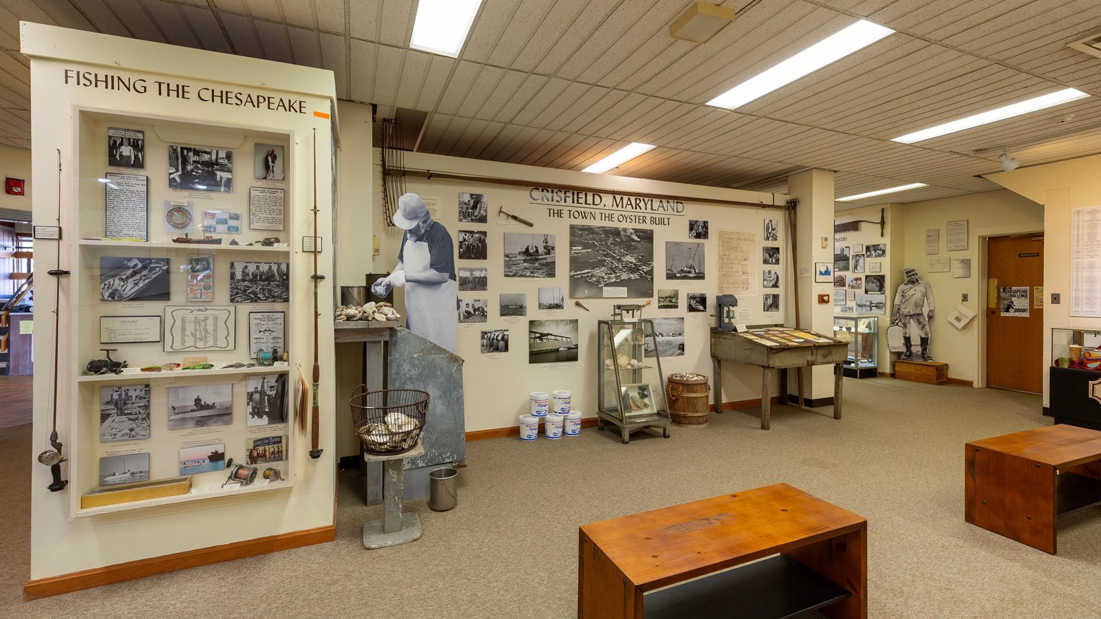 Museum exhibit on Chesapeake Bay fishing and Crisfield, Maryland’s oyster industry.