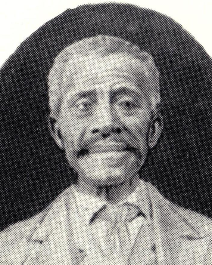 A charcoal oval portrait sketch depicts a middle-aged man in a tie and suit jacket. 