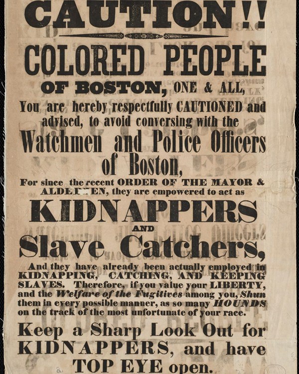Broadside warning the Black community members of kidnappers and slave catchers.