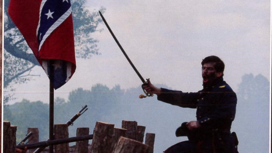 The cover of the film shows a Union general standing on a earthen mound with sword drawn