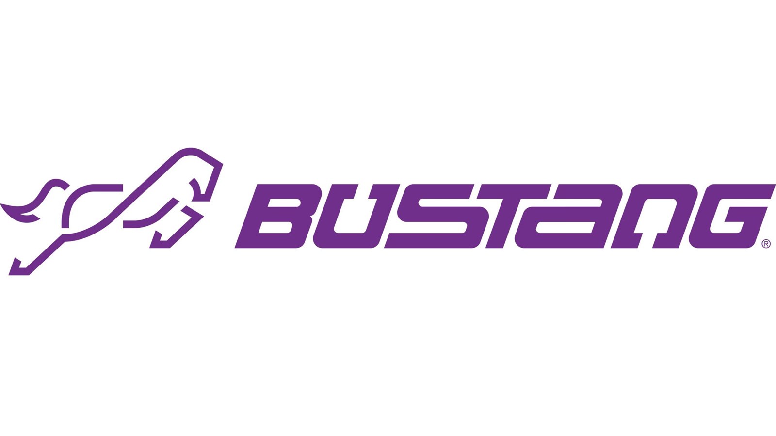Bustang Logo - Purple mustang horse outline with the text