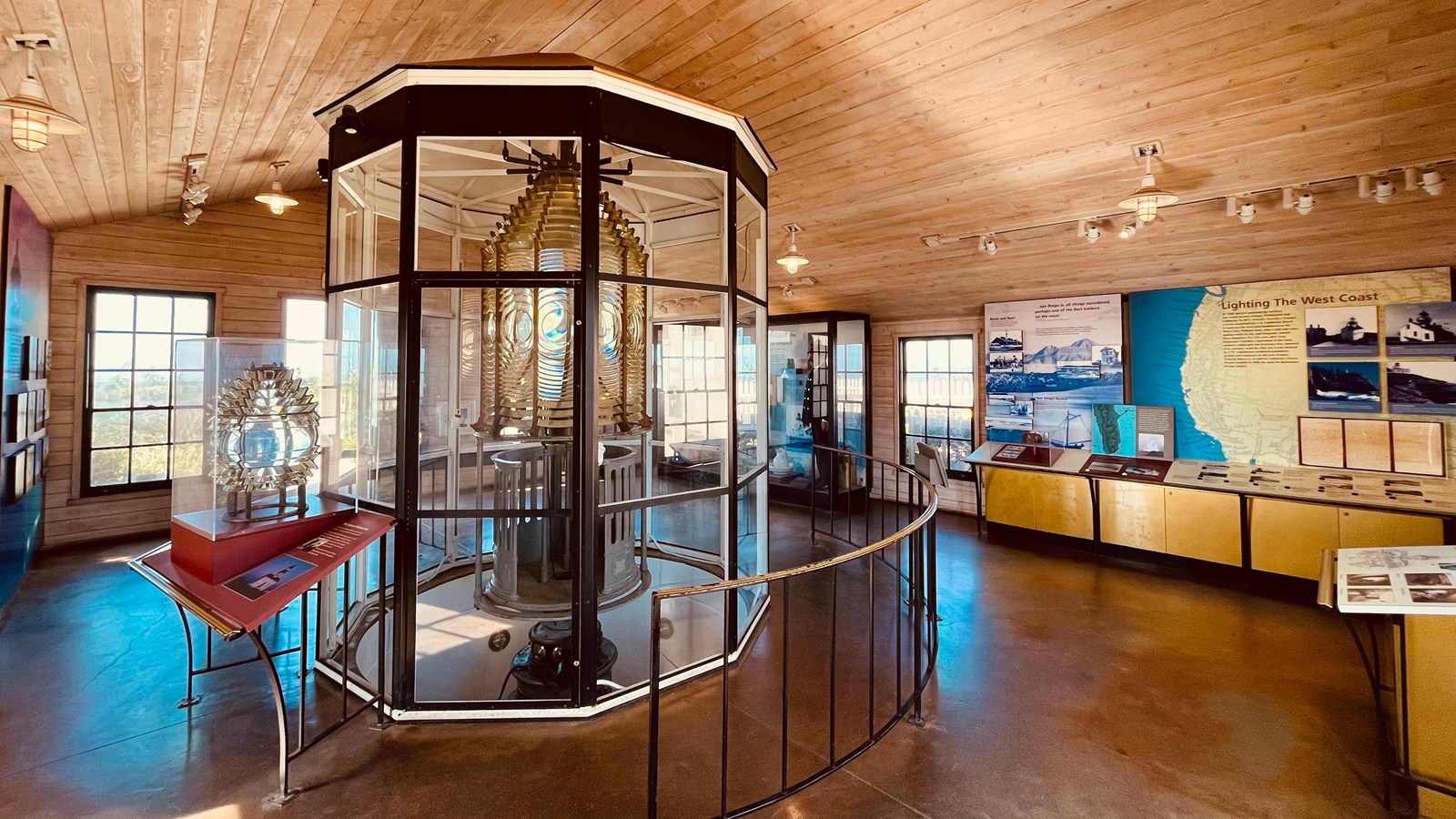 A large room with exhibits and displays.