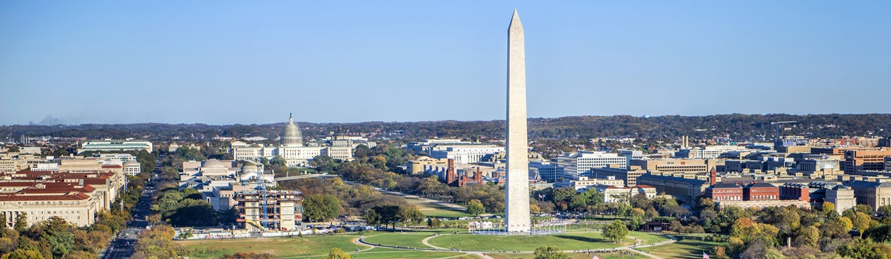 Aerial view of the Washington Monument