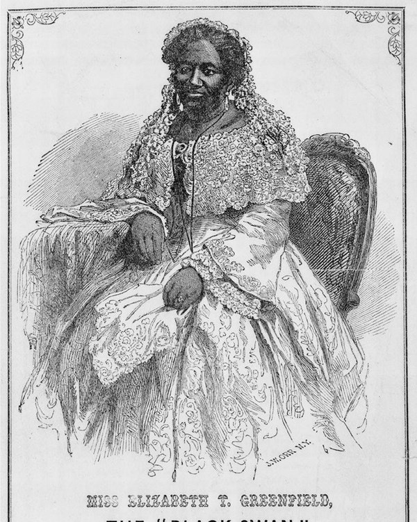 Illustration of African American woman in dress and white collar