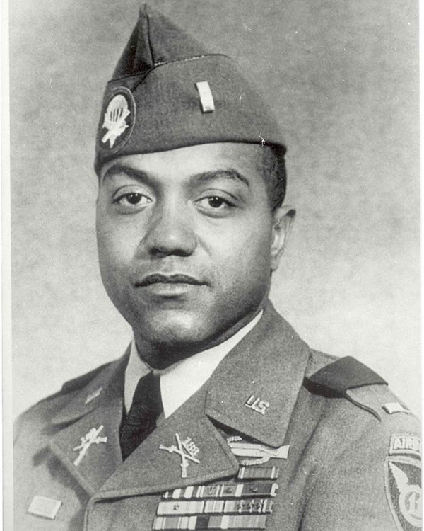 Black and White photo of African American man in US Army uniform