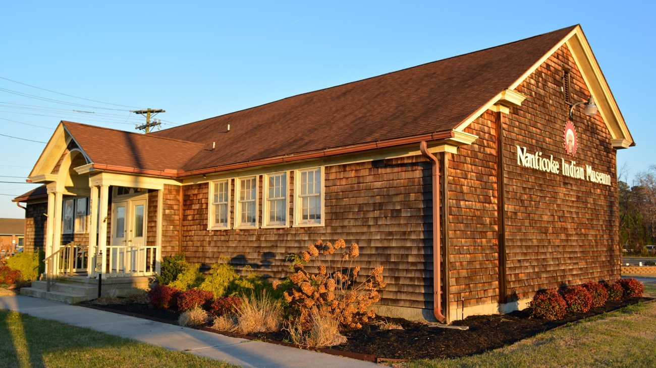 The Nanticoke Indian Museum, a brown, single-level building. 