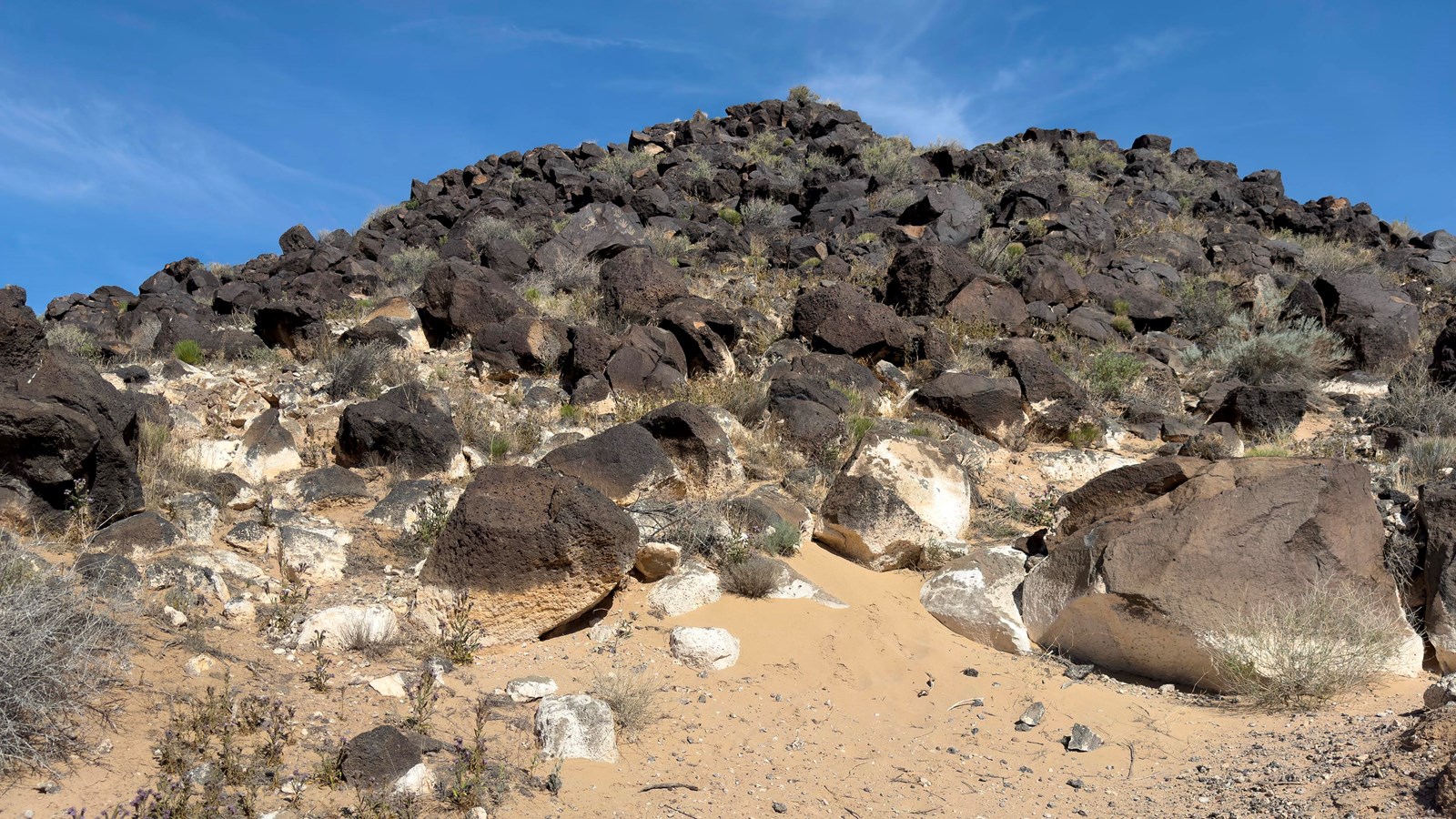 A field of boulders along a volcanic escarpment. 