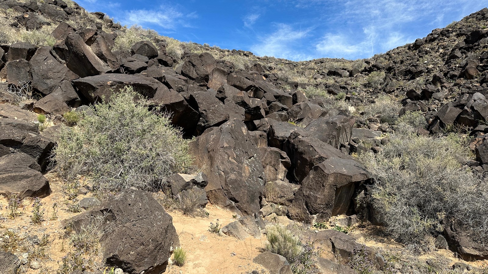 A field of boulders along a volcanic escarpment.