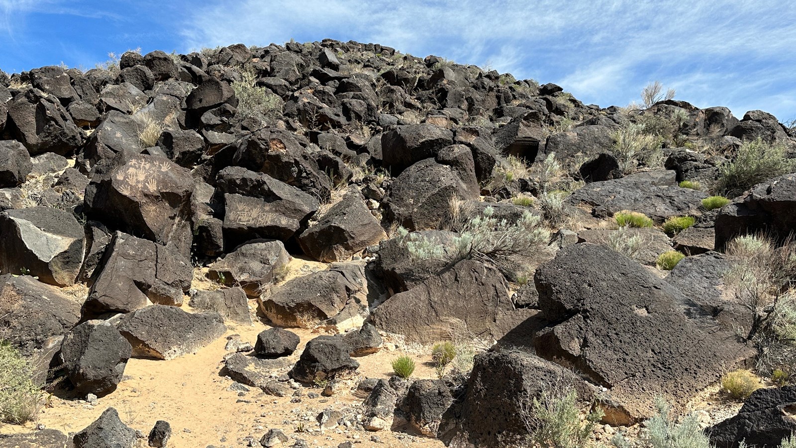 A field of boulders along a volcanic escarpment.