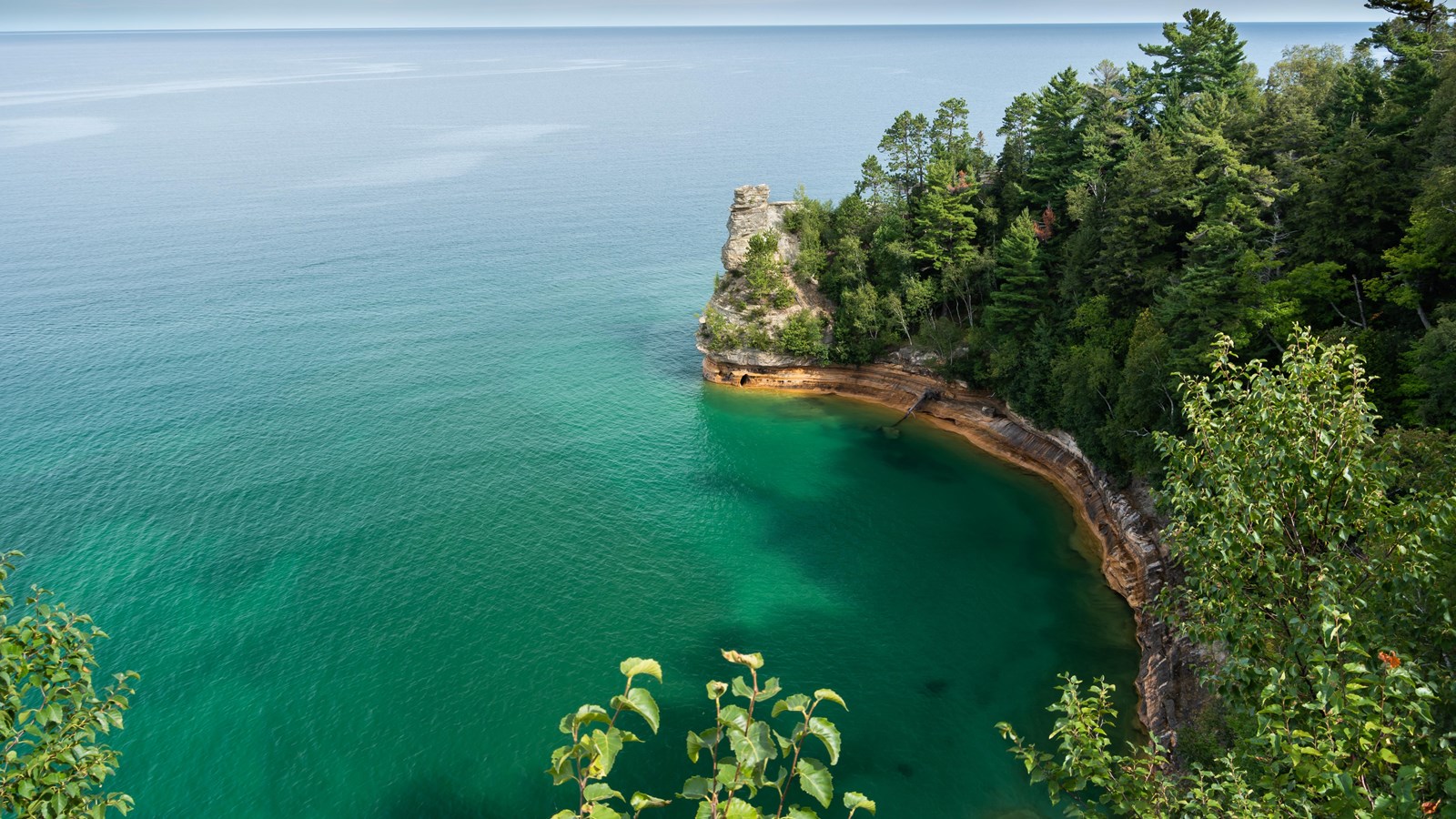 Miners Castle is a rock formation sticking out into Lake Superior