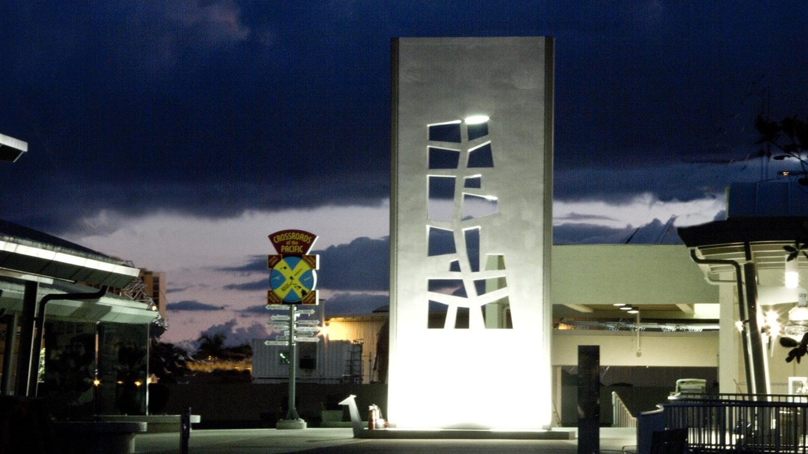 Tree of Life Sculpture at night in an empty visitor center