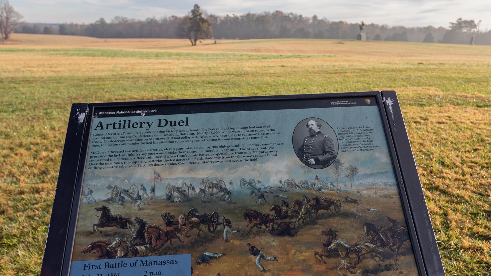 Information panel describing the Union artillery position on Henry Hill