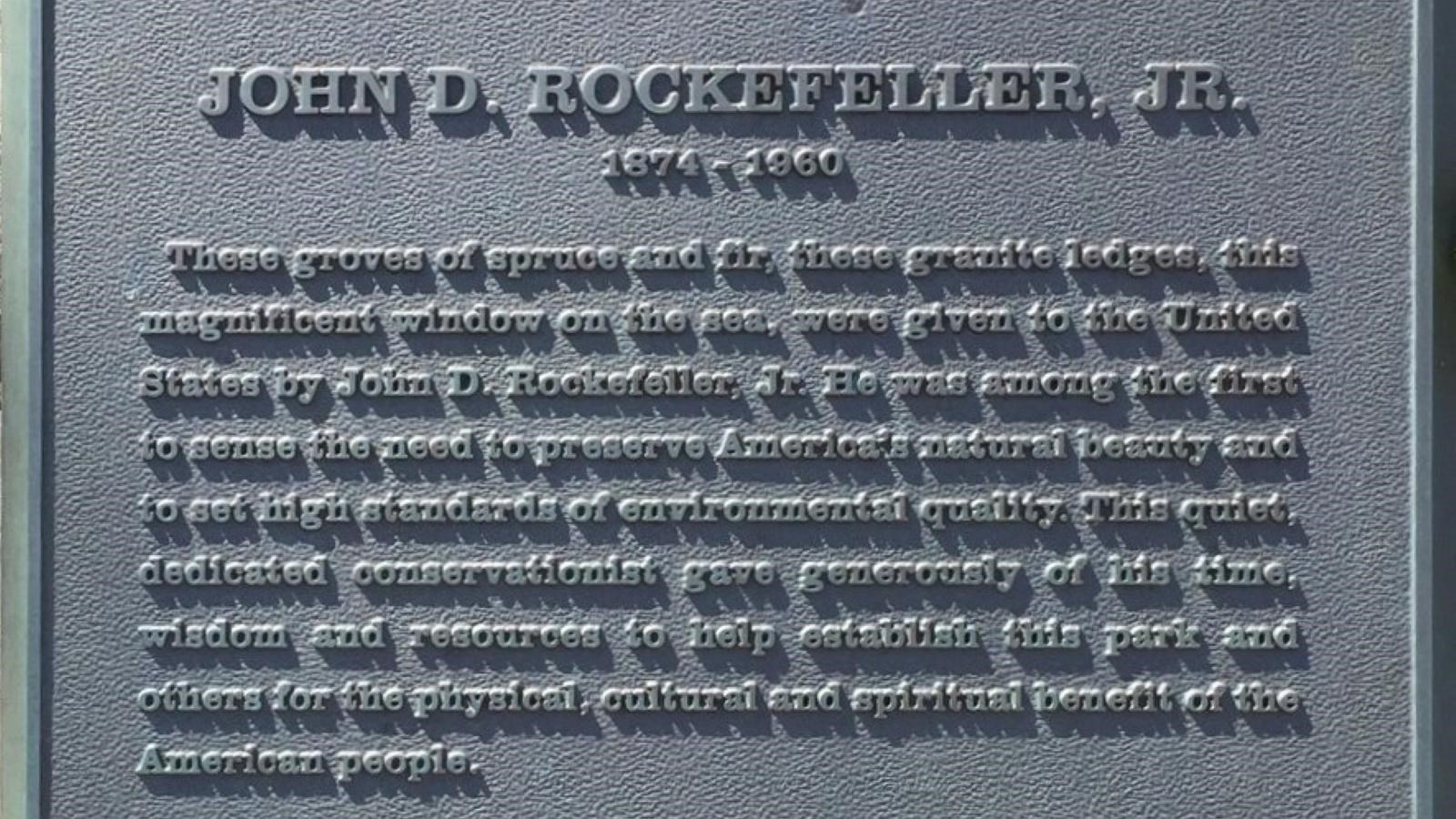 John D. Rockefeller Memorial Plaque (U.S. National Park Service)