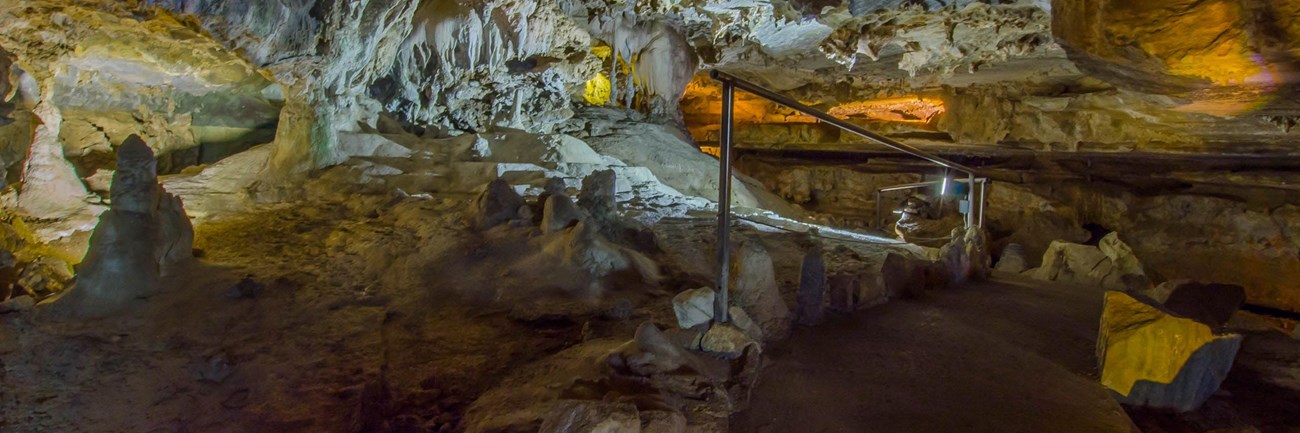 A paved trail passes through Crystal Cave. Photo by Alison Taggart-Barone