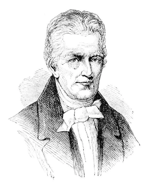 A black and white engraving of Oliver Evans from the early 1800s
