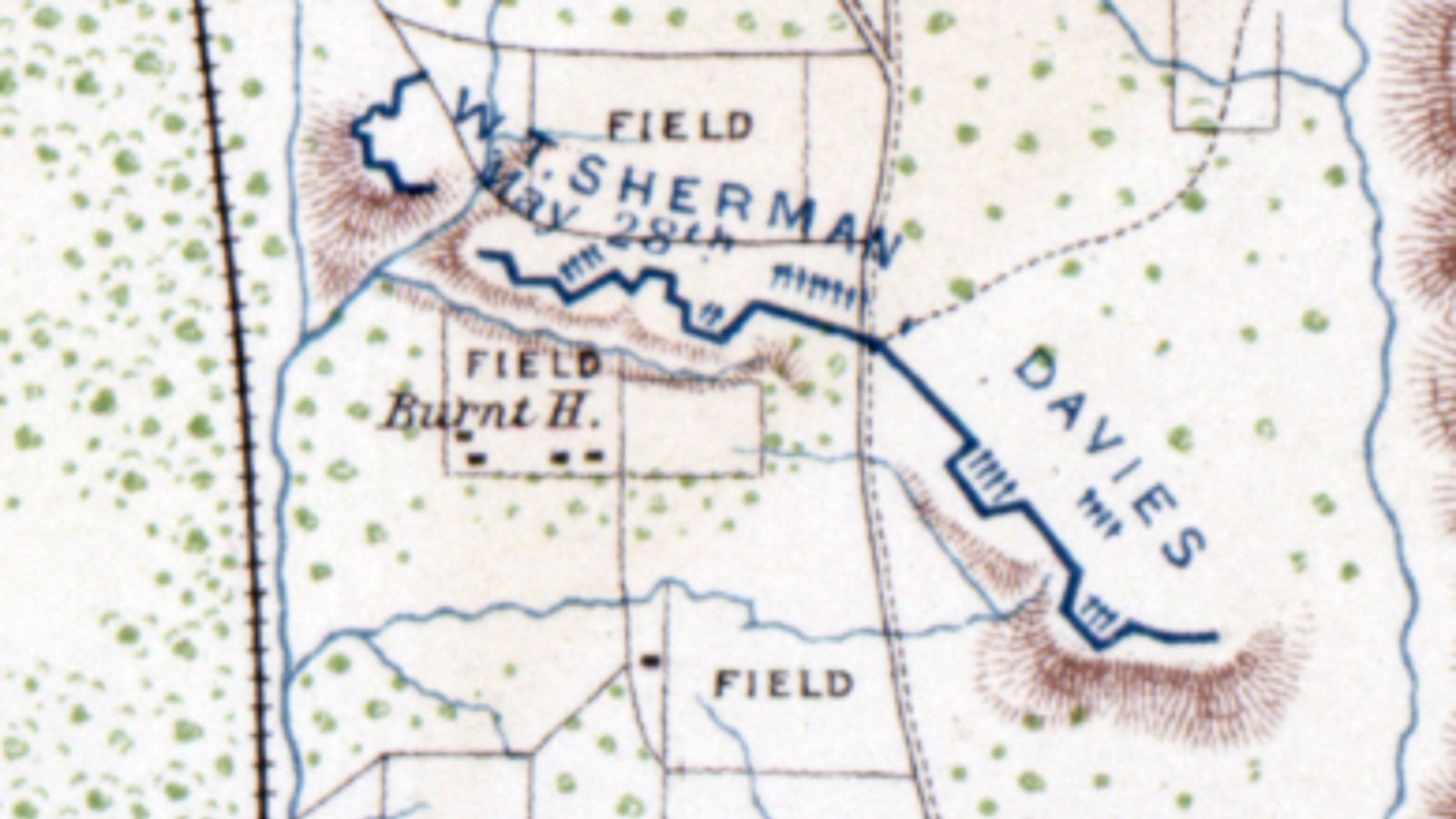 Map showing the Union Siege Lines from May 21 through May 28, 1862