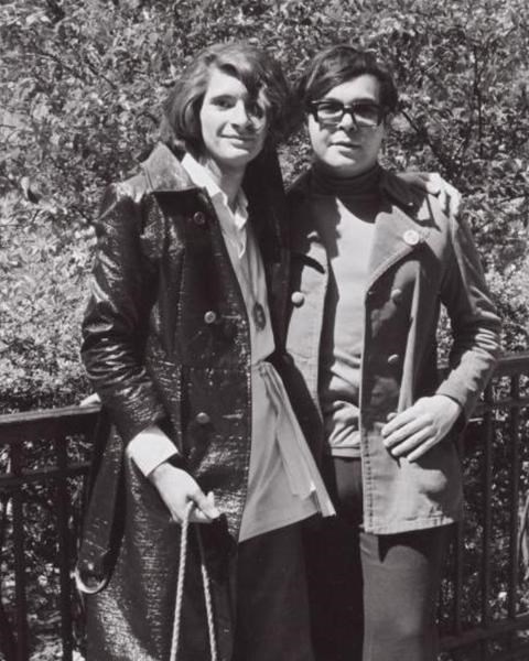 Black and white photo of Sylvia Rivera and a friend. Copyright NYPL