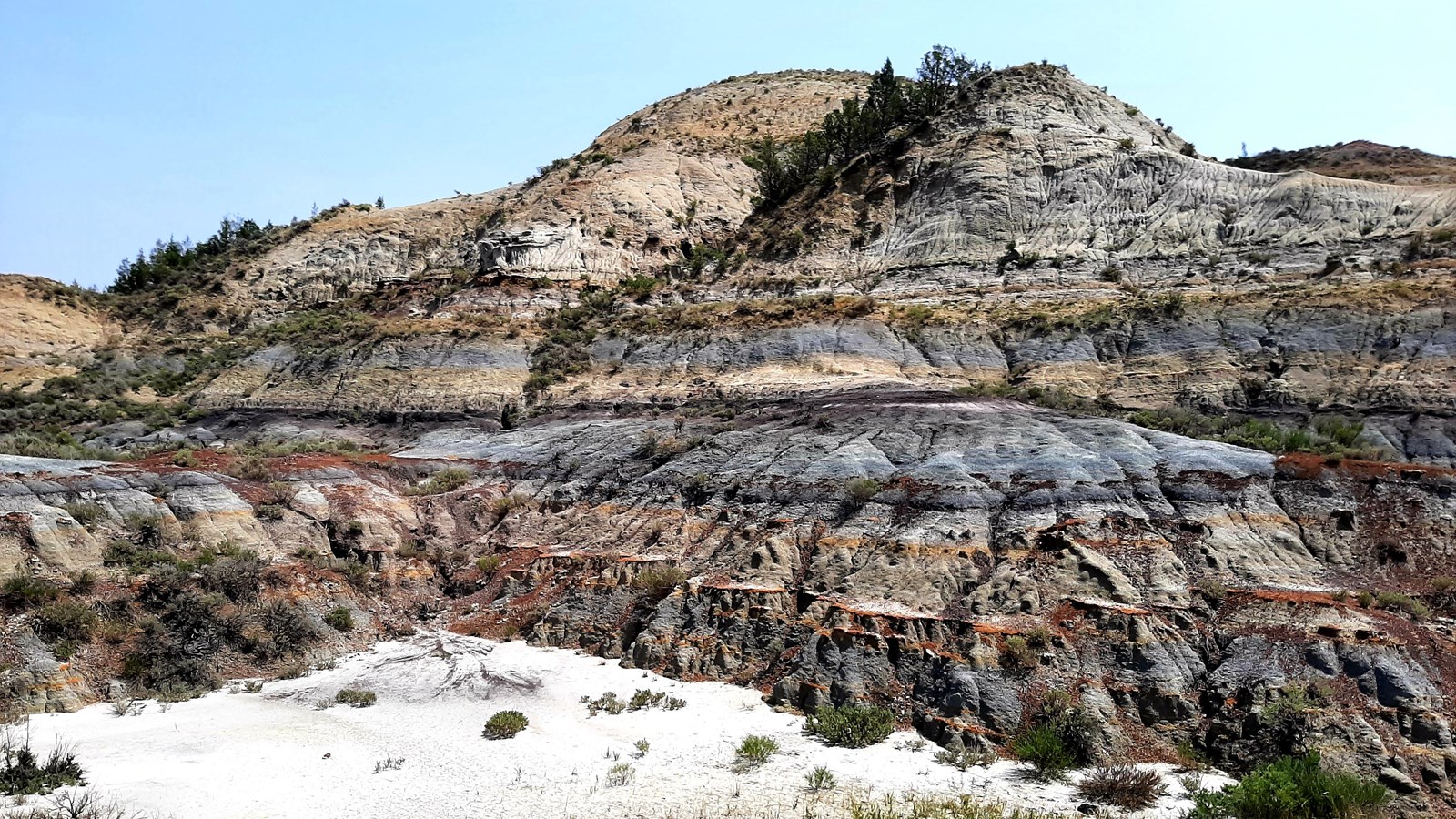 Butte made up of different layers of rock