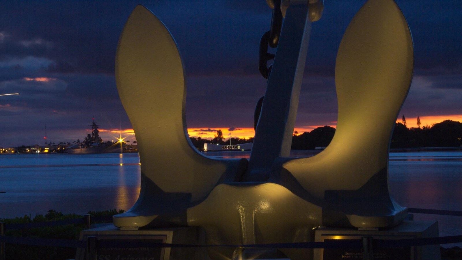 USS Arizona Anchor at suns last light