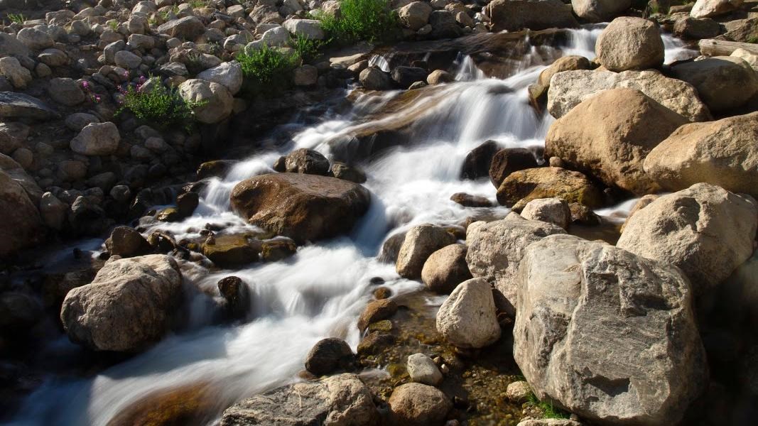 water cascading down rocks