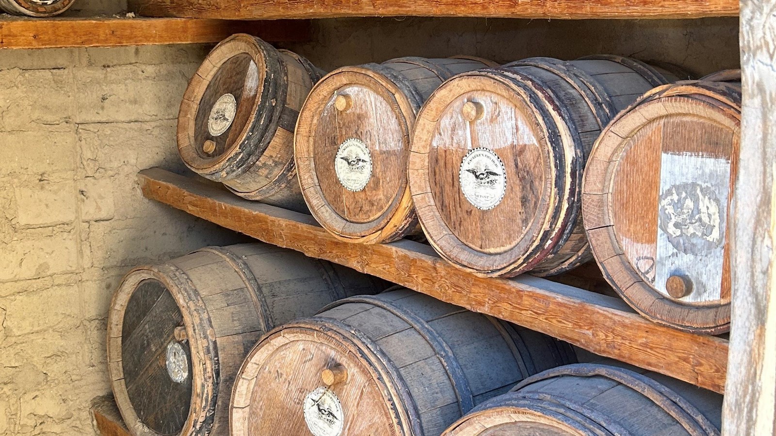 Shelves of barrels
