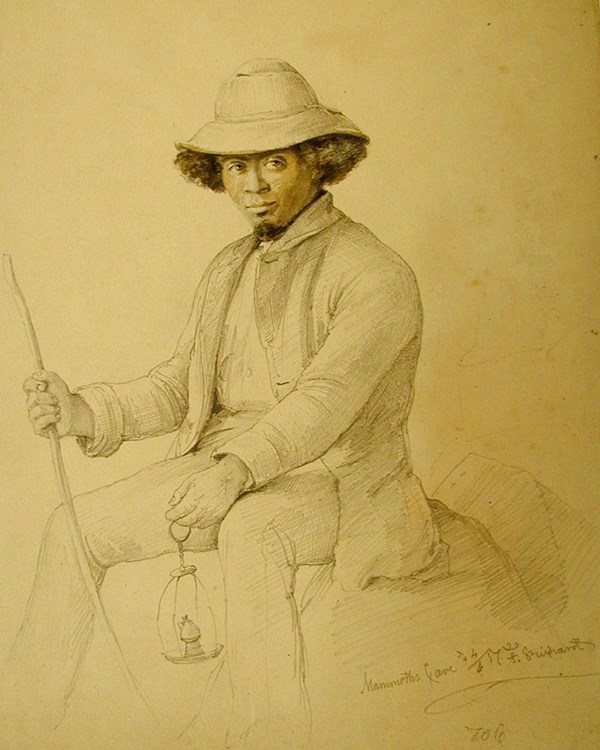 A drawing of a man sitting in a chair