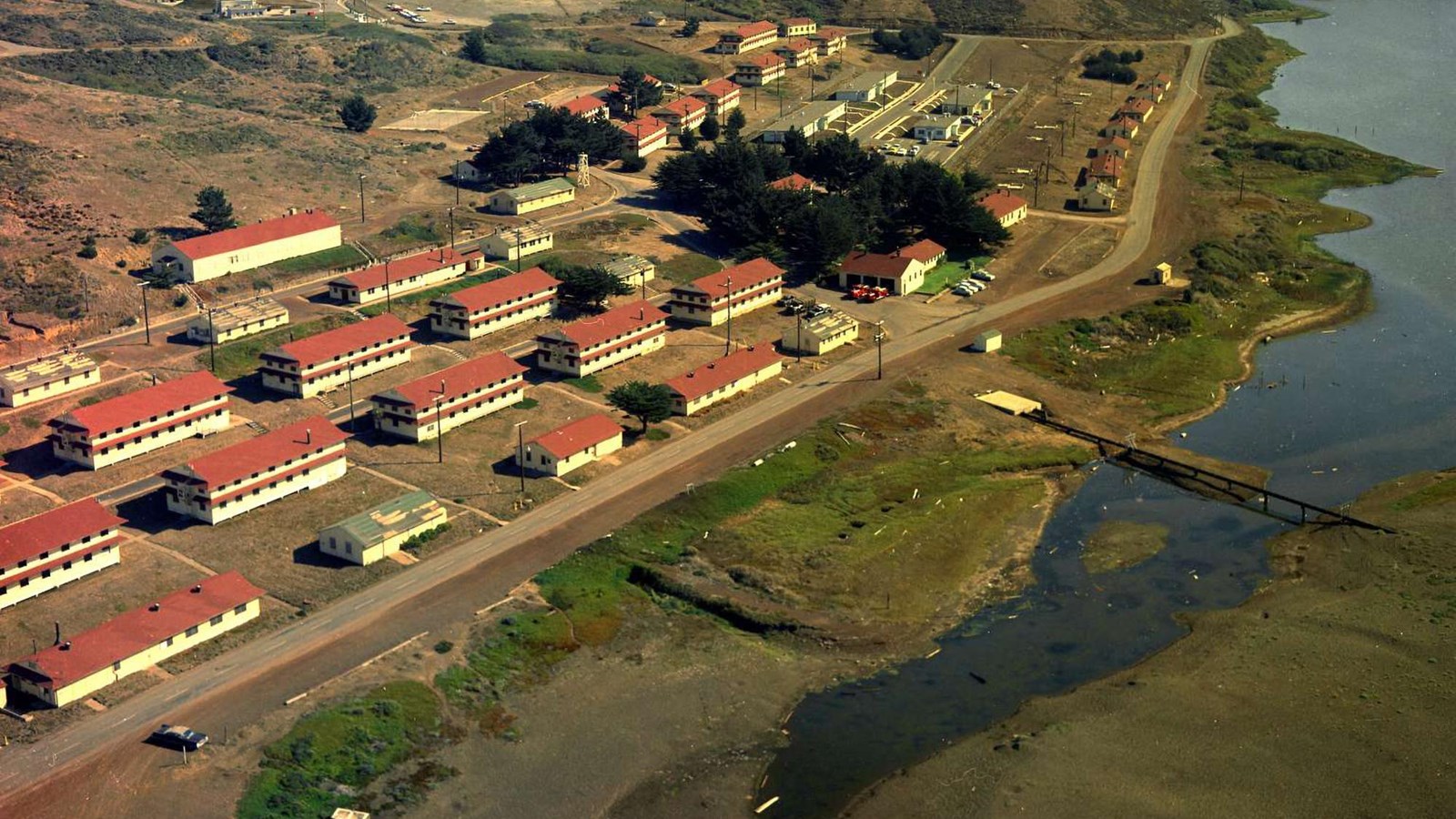 Aerial view of Fort Cronkhite and Rodeo Lagoon