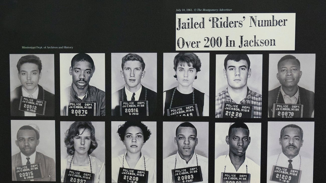 Mug shots of Freedom Riders. The title reads