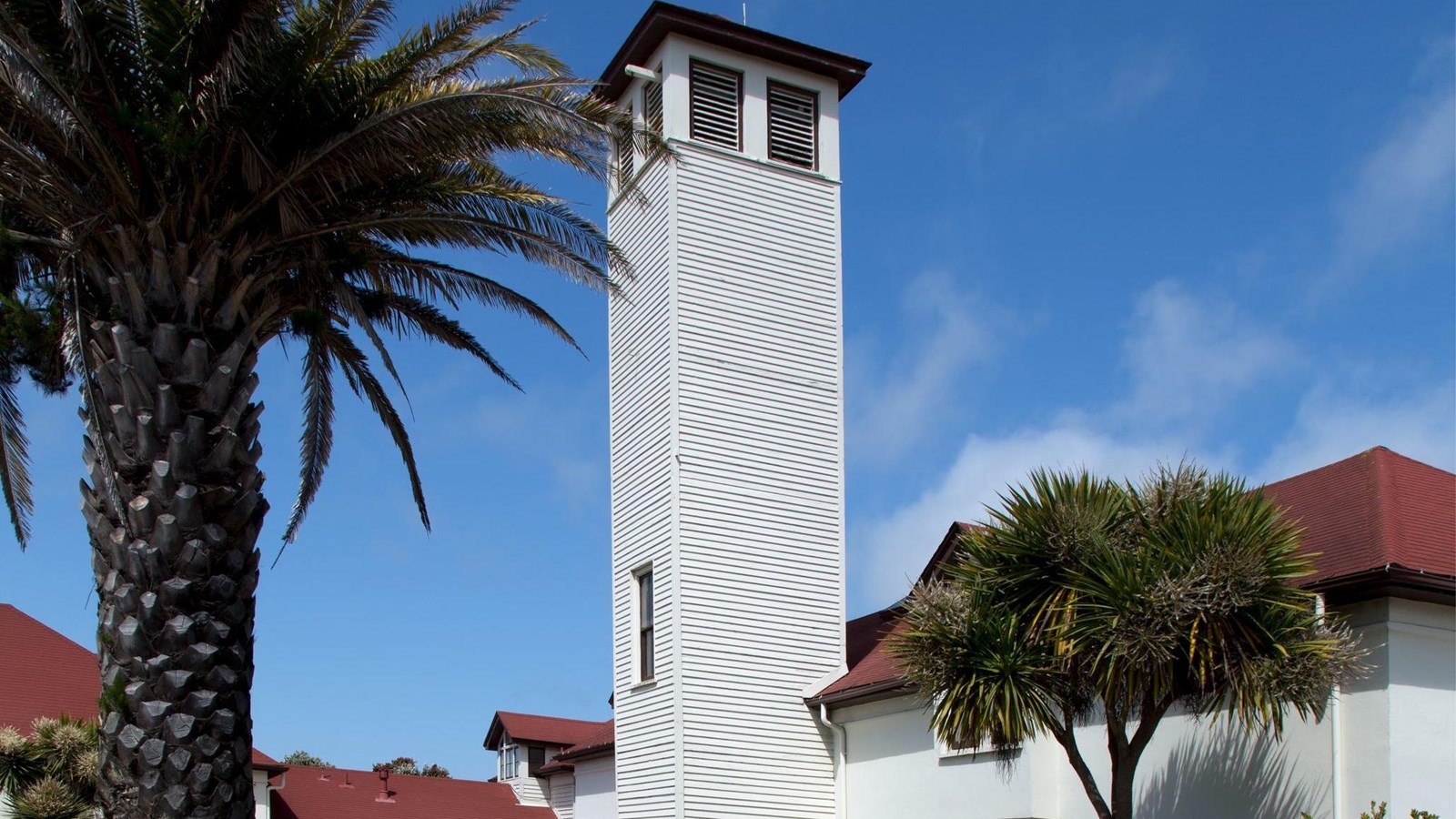 Tall white tower. 