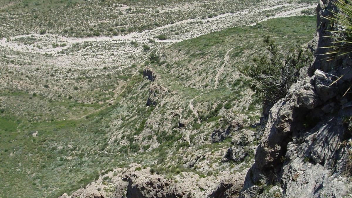 Photo looking down from the Slaughter Canyon Cave Trail.