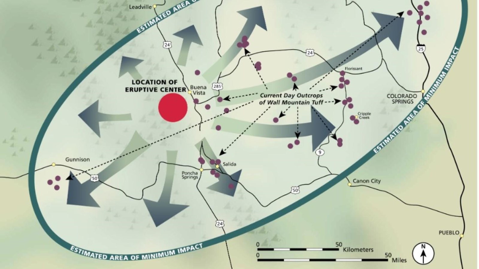 Estimate of extent area of Wall Mountain Tuff Eruption