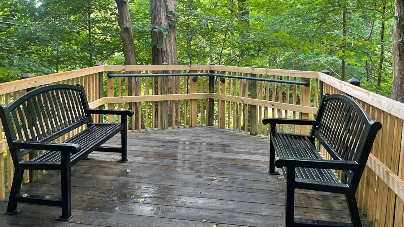 Pathway of a President Landing - two benches