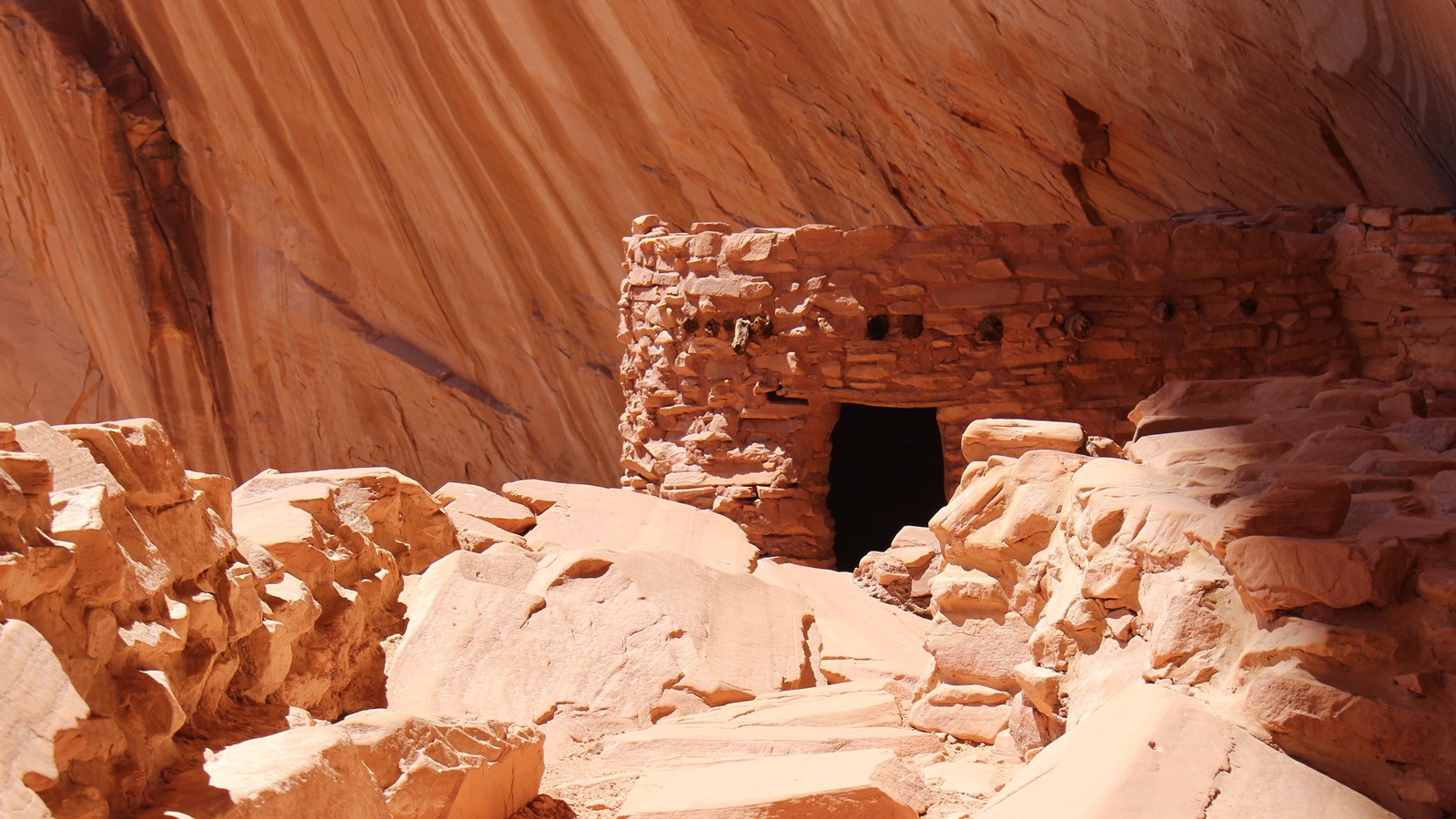 Ancient stone and mortar structure, round with a flat roof