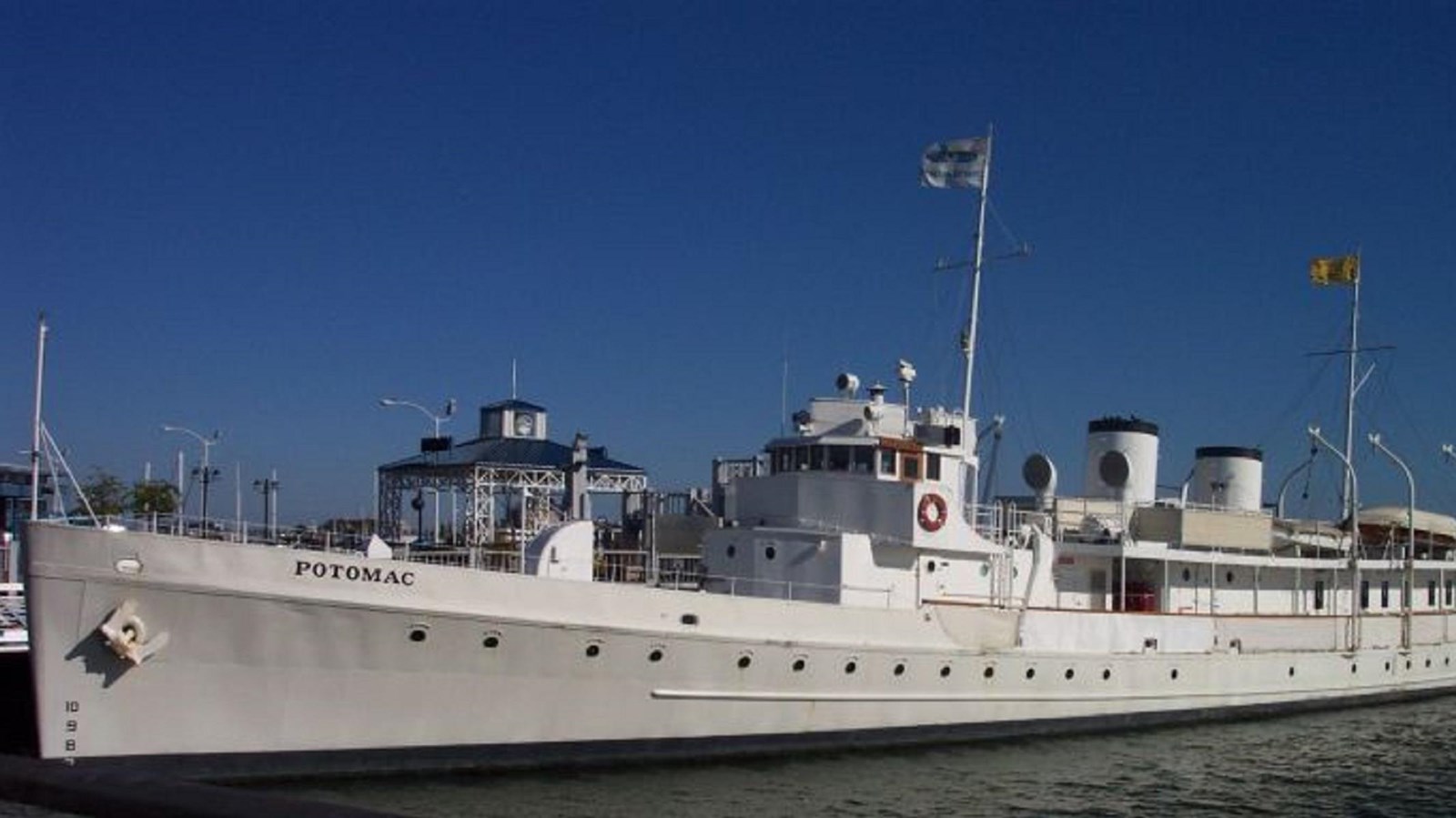 Large, white yacht 