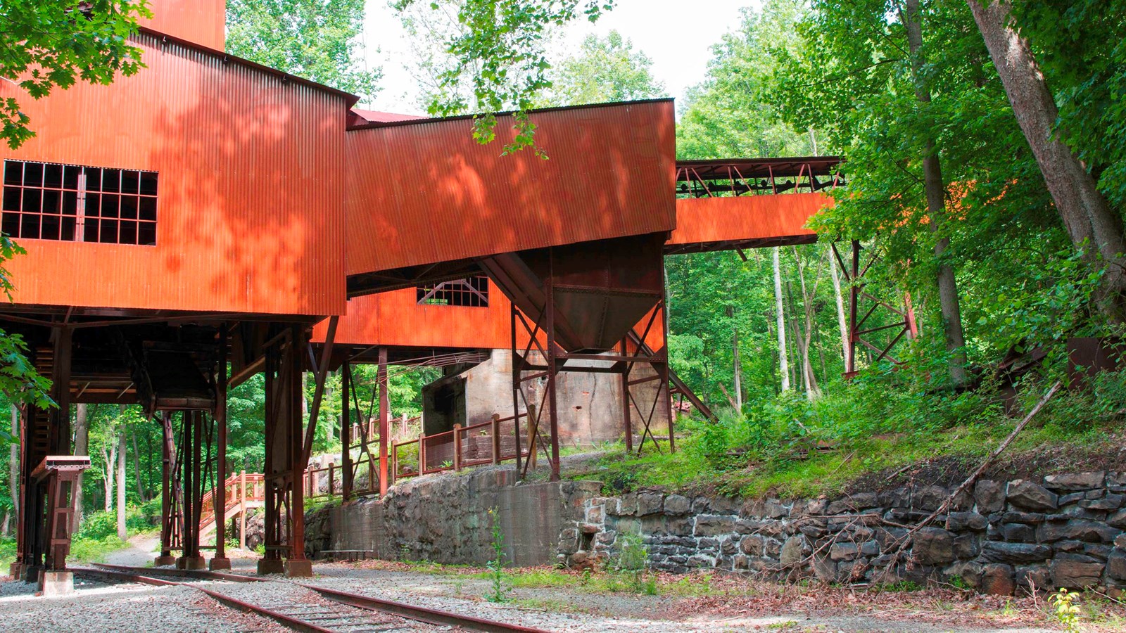 old coal tipple with railroad tracks underneath