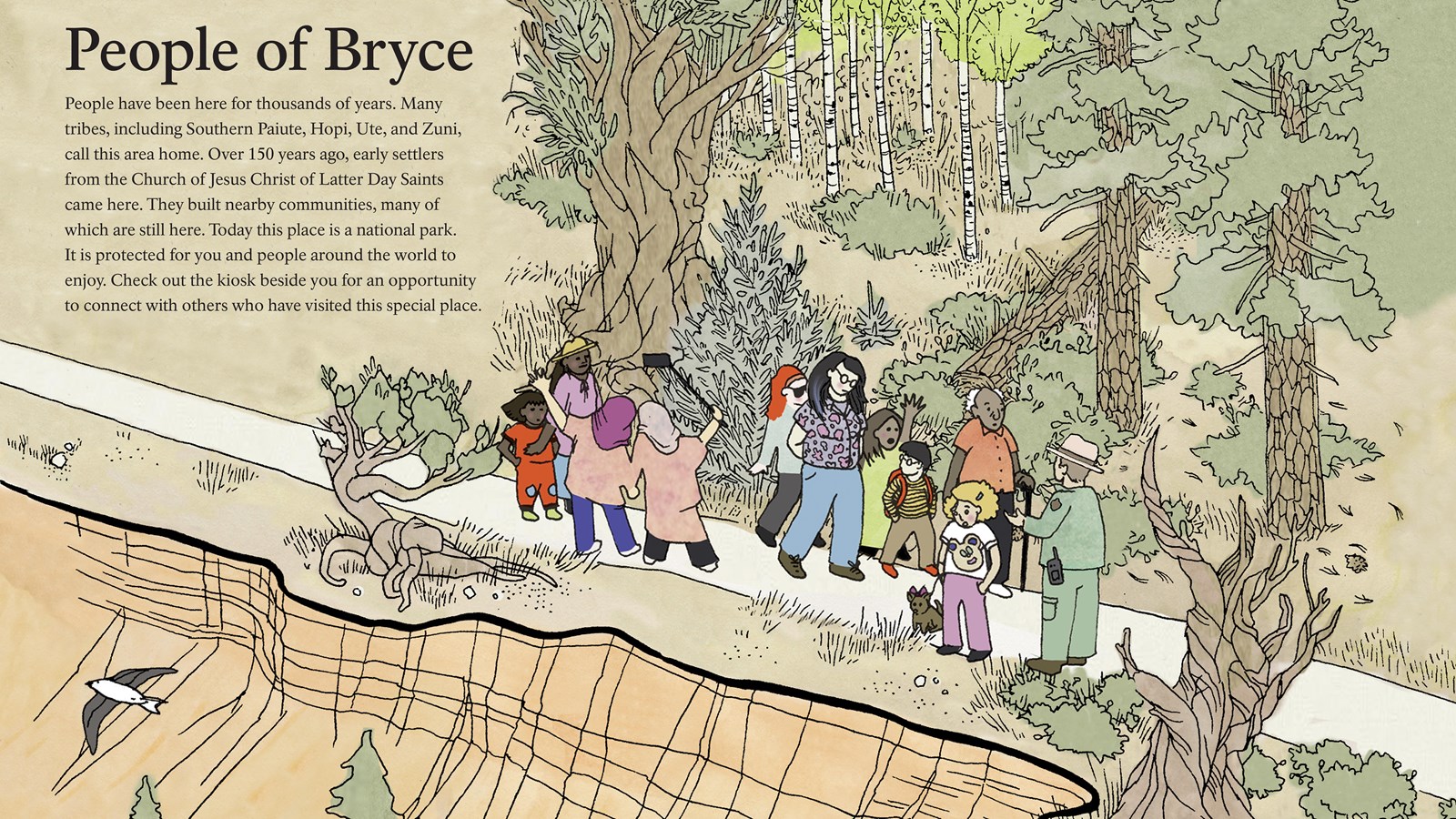 Wayside exhibit recognizing early cultures in Bryce Canyon.
